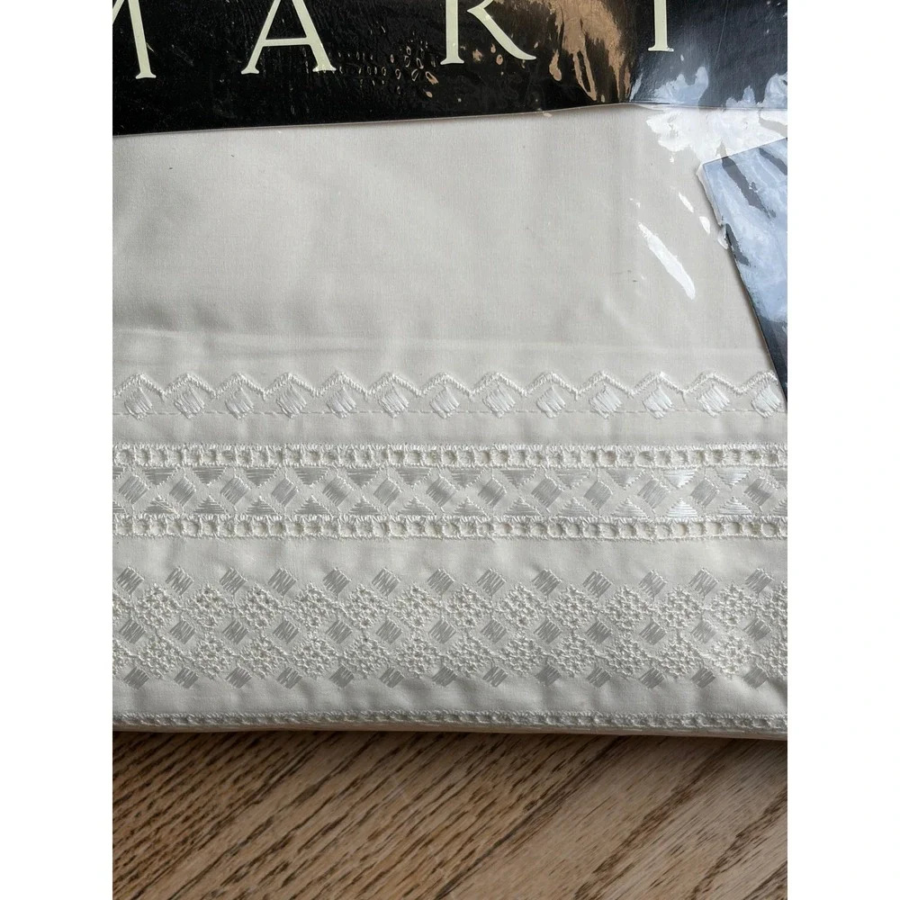 Martex Lace Ecru Twin Sheet Set 200 TC Luxury Percale 100% Cotton Vintage